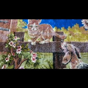 🐈🐕1960s Kitsch Kittens and Puppy Wall Tapestry